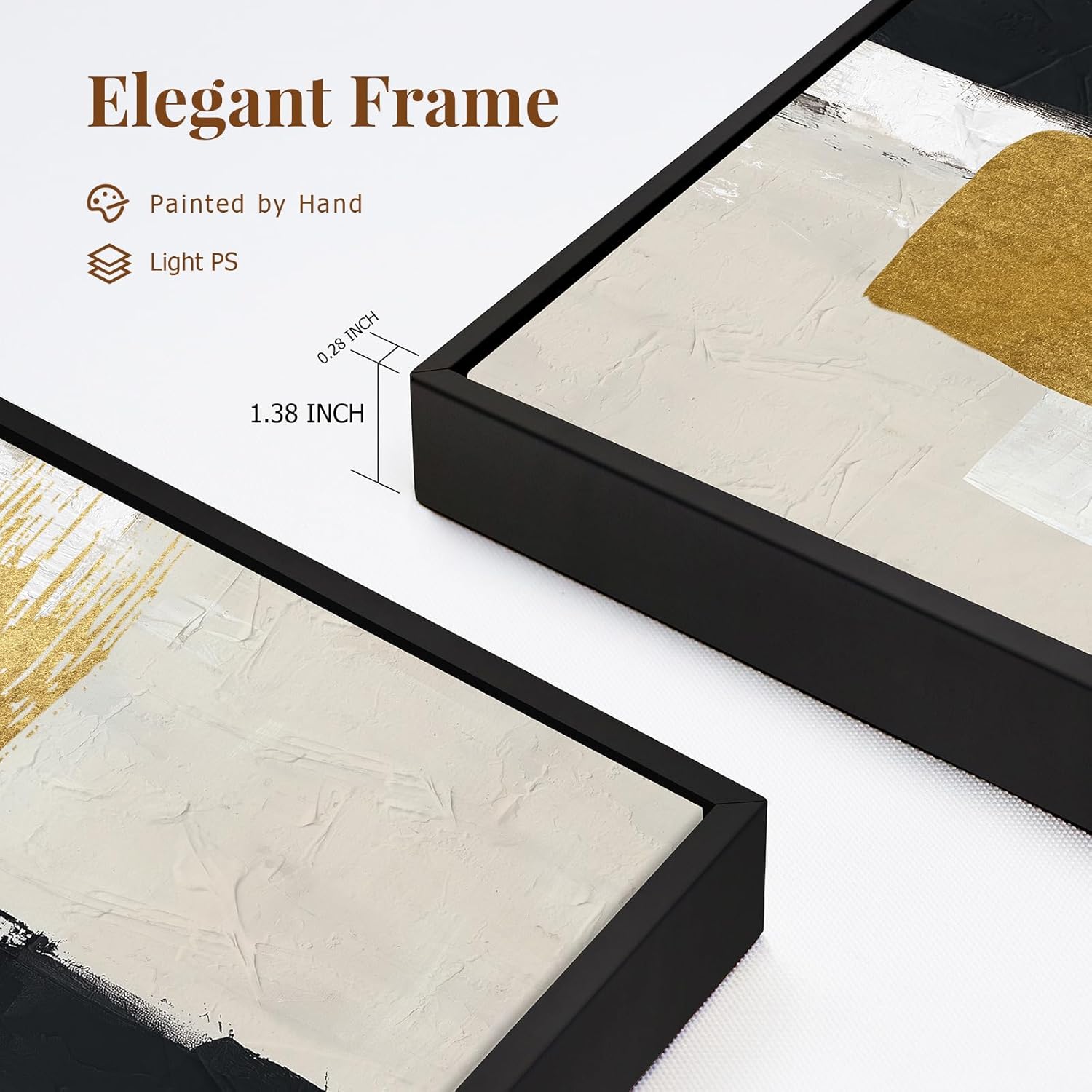 Abstract Neutral Textured Framed Canvas Wall Art Set of 3, Minimalist Wall Decor Modern Art Prints, Black Gold Wall Painting Artwork for Living Room,Bedroom,Dining Room,Office, 16"x24"
