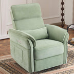 MELLCOM Power Recliner Rocking Chair Nursery Gliders with Adjustable Armrests and Headrest, Swivel Electric Glider Reclining Nursing Chair with USB Port and Storage Bags, FSC Certified(Fabric, Green)