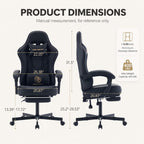 Office Desk Computer Gaming Chair for Adults, Ergonomic High Back Gamer Chair with Massage and Pocket Spring Cushion, Swivel Comfy Video Game Chairs with Footrest and Lumbar Support (Black Leather)