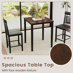 GOFLAME Square Bar Table, Counter Height Pub Table with Rubber Wood Legs, 30 x 30 x 36 Inch Cocktail Table, Dining Table for Kitchen, Bistro, Restaurant, Small Space, Black & Brown