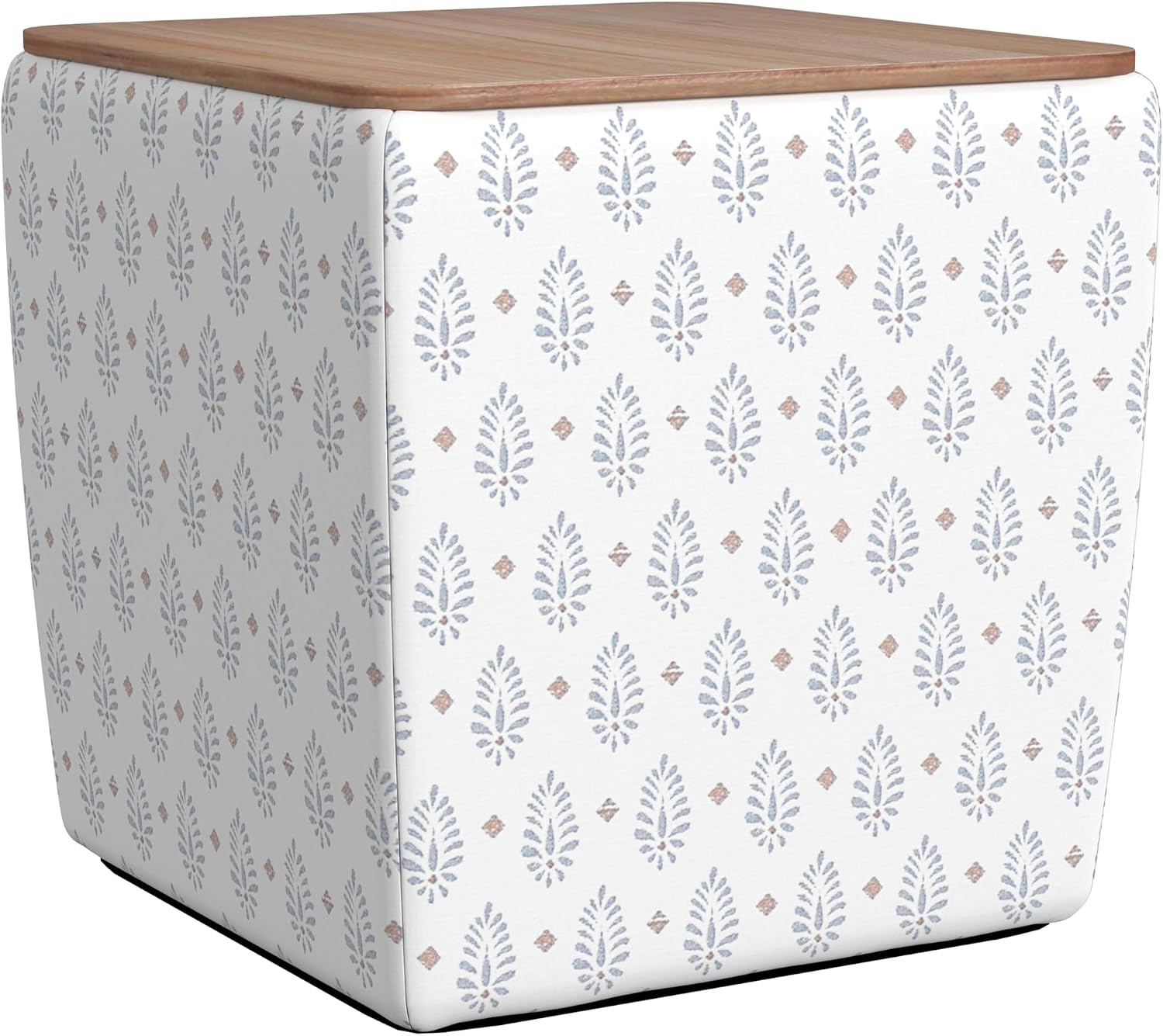 HomePop 19" Storage Ottoman with Wood Top - Sage Paisley Medallion Cream