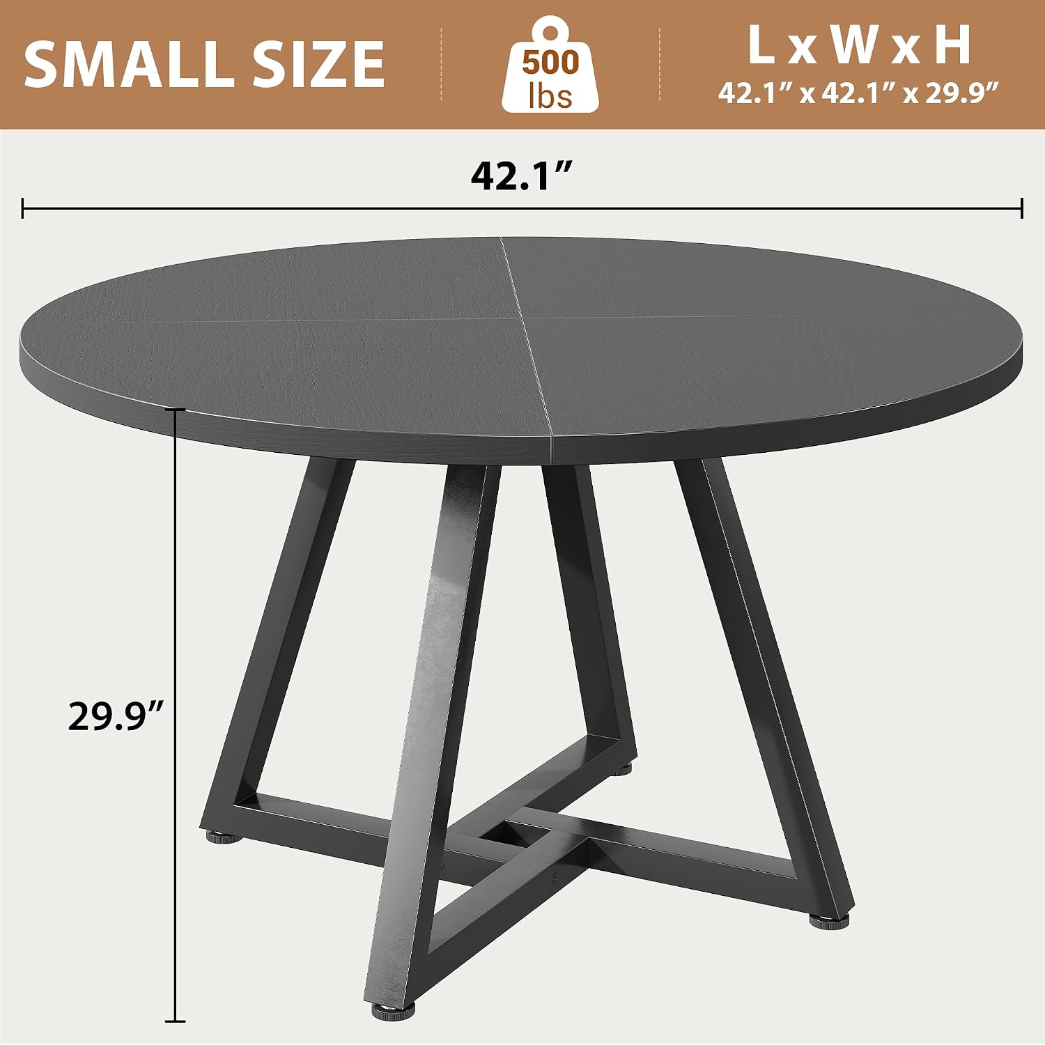Jocoevol 42" Round Dining Table Kitchen Dining Room Dinner Pedestal Table with Storage Shelf, Space Saving Wood Circle Industrial Furniture for Small Space (Black, 42In)