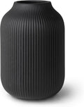 flature Ceramic Vase with Grooves - Waterproof Flower Vase in Matte Black for Fresh Flowers, Dried Flowers, Pampas Grass, Large 7.9" Tall Vase as a Gift, Decoration for Living Room, Bedroom, Office.