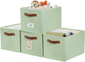 DECOMOMO Storage Bins, Storage Baskets for Shelves (Green) | 4 Pack Fabric Storage Bins, 15" x 11" x 9.9" Foldable Storage Bins with Labels