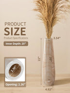 Hanobe Wooden Tall Floor Vase: 22 Inch Decorative Vases for Pampas Grass Large Vase for Boho Rustic Farmhouse Living Room Bedroom Hallway Corner Neutral Home Decor