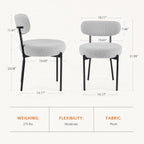 Sweetcrispy Dining Chairs Set of 2, Boucle Upholstered Modern Mid Century Round Kitchen Chairs with Curved Backrest & Metal Legs for Vanity, Living Room - Classic Grey