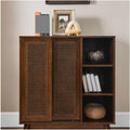 Mid Century Modern Rattan Sideboard Cabinet, Buffet Cabinet for Entryway Hallway Living Room Kitchen Dining Room, Adjustable Shelf & Feet Doors,for Kitchen