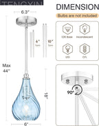 TENGXIN 2 Pack Kitchen Pendant Lighting Over Island 6 Inch,Hanging Pendants Light,Brushed Gold Finished Striped Glass Pendant Light,Farmhouse Pendant Light for Dining Room,Bedroom