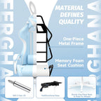 Ferghana Kawaii Bunny Ears Gaming Chair, Cute Gamer Chair with Footrest and Massage, Leather Ergonomic Computer Game Chairs for Girls Adults Teens Kids Light Blue
