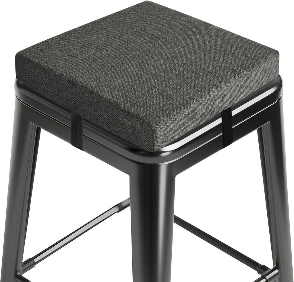 Bar Stool Cushions Square 12" x 12" Small Cushions for Bar Stools with Ties Small Seat Pads with Washable Cover 1 Piece Dark Grey