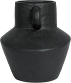 Bloomingville Round Stoneware Vase with Reactive Glaze Finish and Vertical Handles, Black