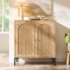 IFBUY Modern Sideboard Buffet Cabinet, 34" Tall Fluted Arched Buffet Cabinet with Storage and Adjustable Shelves, Wooden Modular Coffee Bar Cabinets for Kitchen, Entryway, Natural