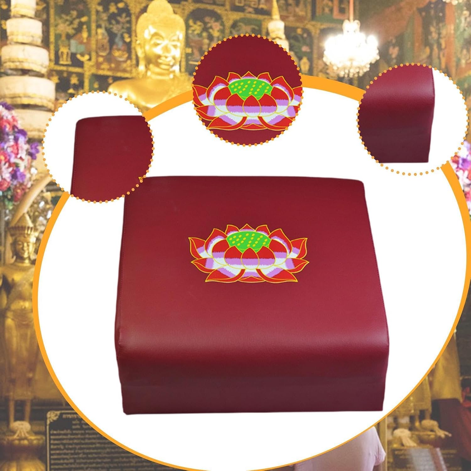 Prayer Kneeler Bench Meditation Cushion Pouf Floor Knee Pad Ergonomic Wooden Sponge PU Leather Suitable for Men Spiritual practices Home Decor