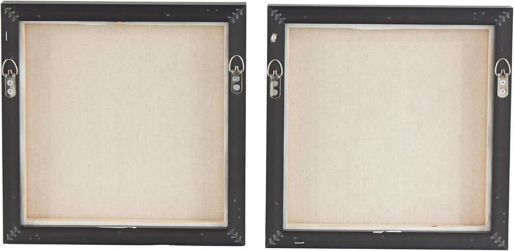 Deco 79 Canvas Bird Living Room Framed Wall Art 3D Textured Canvas Wall Art with Black Frame and Gold Foil Accents, Set of 2 Wall Art 12" W, 13" H, Multi Colored