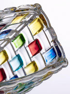 Magcolor Hand Painted Colorful Woven Glass Vase -Crystal Flower Vase- 7.7 inch, Glass Plant Vase for Floral Arrangements, Centerpieces, Weddings, Housewarming, Centerpiece Home Deco