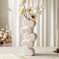 White Ceramic Flower Vases Table Decor Heart Shaped Vase Centerpiece | Nordic Heart Shaped Vases Minimalist Decorative Vase for Table Centerpiece Wedding Dining Living Room Office House Decoration