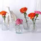 Small Bud Vases, Vintage Clear Glass Bud Vases in Bulk with Unique Embossed Patterns for Wedding Centerpieces, Table Decor, Rustic Party Reception Decorations (Clear)