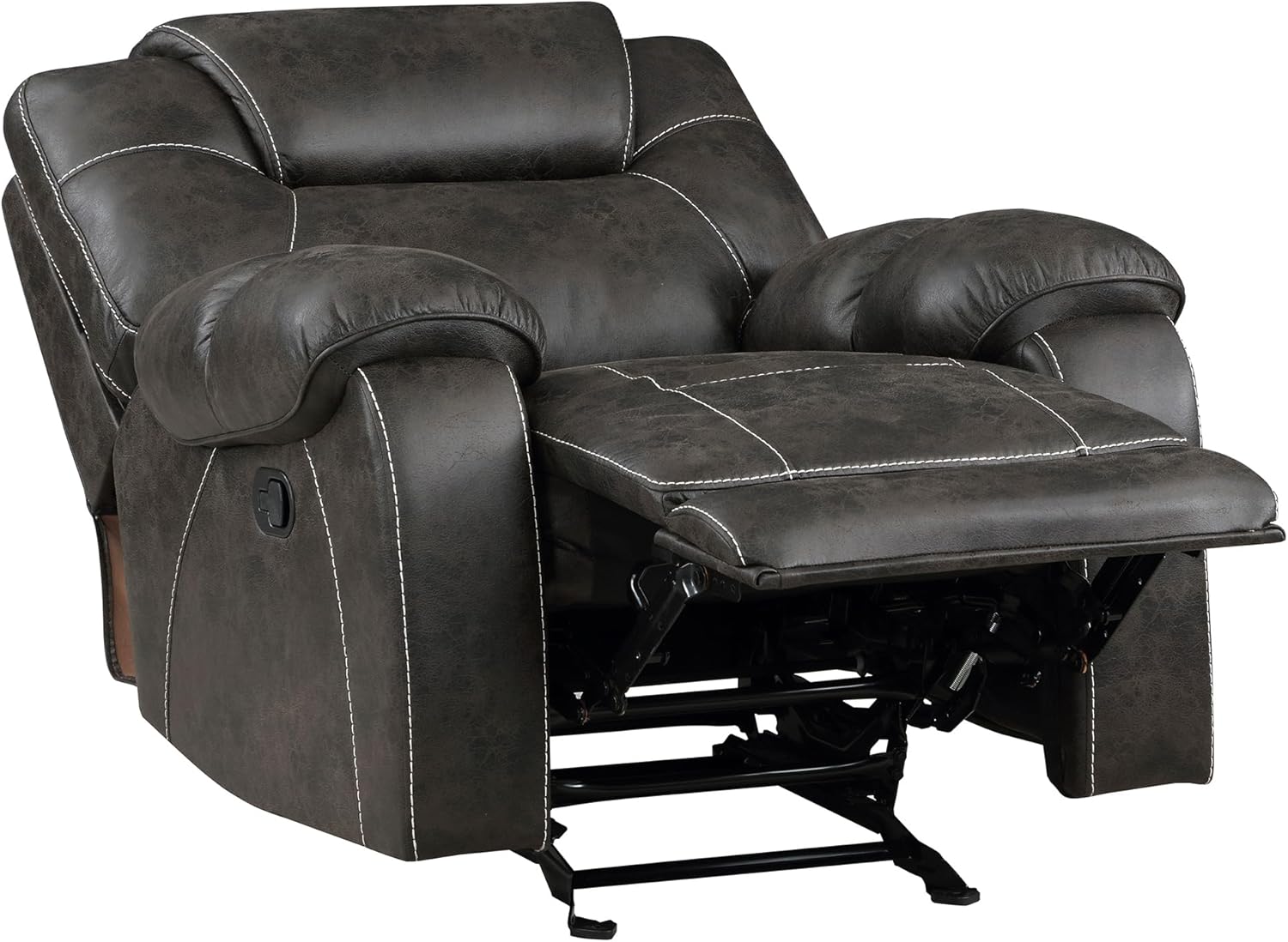 Lexicon Manual Glider Recliner Chair, Polished Microfiber Upholstered Manual Tab Pull Reclining Nursery Chair for Living Room, Pillow Top Armrest, Padded Headrest, Easy Assembly, Chocolate