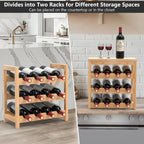 Wine Rack Free Standing Floor,6 Tier 24 Bottles Floor Wine Storage Shelves | Bamboo Wine Rack with Table Top,Wine Organizer Shelf for Kitchen Dining Room Bar,Easy-Assembly