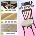 SUNROX Cooling Gel Memory Foam Chair Cushions, 2.6" Thick U-Shaped Dual-Layer Comfort Dining Chair Pads, Non Slip Seat Cushion with Ties for Indoor Kitchen Office 17"x16" Set of 4, Cream