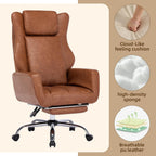 DYHOME Criss Cross Office Chair with Footrest, Executive Ergonomic Flip-Up Armrest Chair, Adjustable Reclining Computer Desk Chair for Working, Gaming, Relaxing, Brown PU Leather