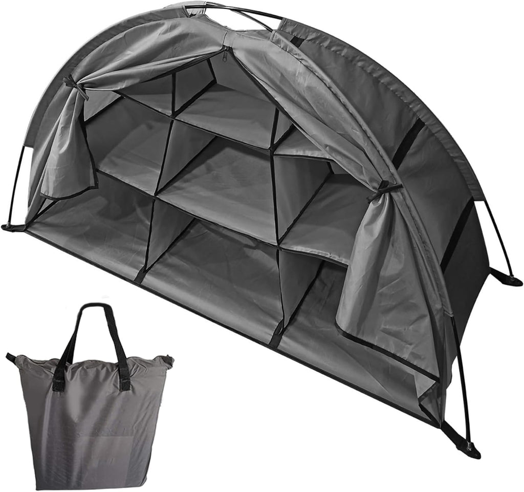 Shoe Tent for Camping Foldable Camping Organizer 9 Compartment Tent Organizer with Storage Bag Arched Zipper Closure Storage Accessories
