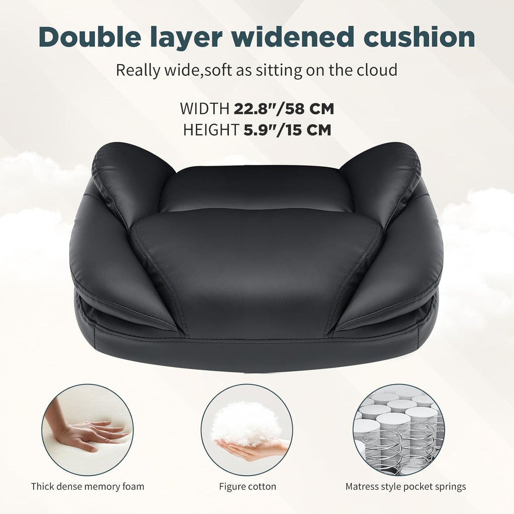 Ergonomic Executive Office Chair with Flip up Arms, Wide Seat Big and Tall Office Desk Chairs with Back Lumbar Support for Back Pain, Black Leather