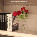 Alpharan Book Vase for Flowers Home Décor,Flower Vase Artistic and Cultural Flavor Decorative Vase Acrylic Clear Vase for Home and Office,Gifts for Book Lovers. (Transparent)