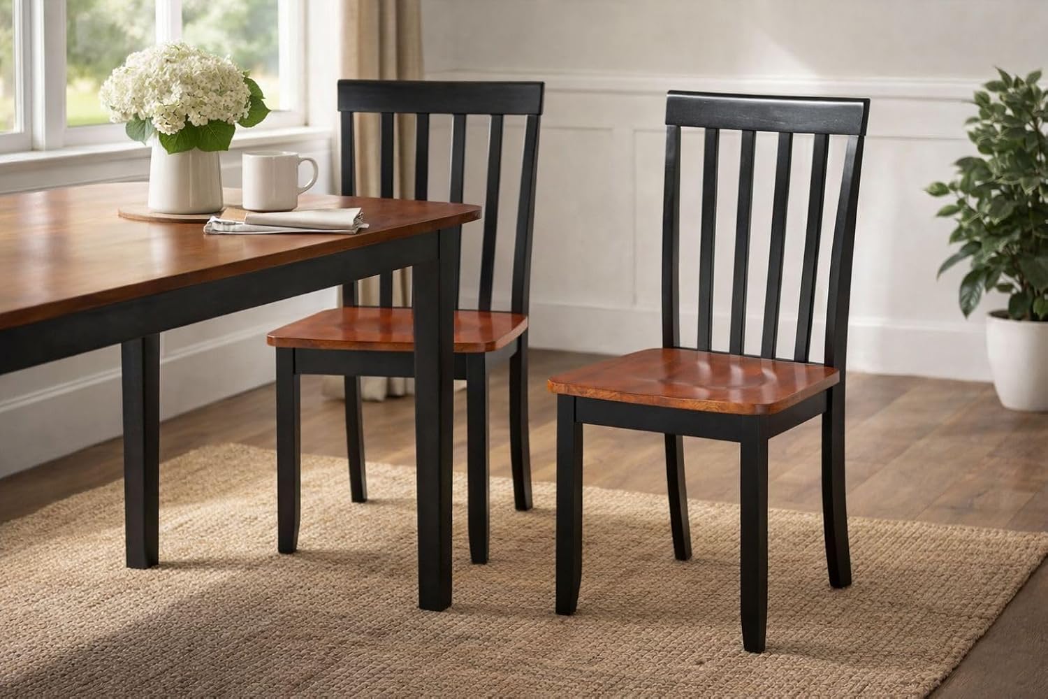 Boraam Bloomington Dining Chair, Black/Cherry, Set of 2