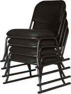 Yamazen YSSC-53M-4P (BK/BK) Stacking Chair, Thick, 2.0 inches (5 cm), Spacious Size, Easy to Sit Down, Mesh Fabric, Scratch Resistant, Finished Product, Black/Black, Set of 4, Work from Home