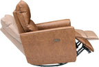 Power Recliner Chair Swivel Glider Upholstered Faux Leather Nursery Rocker Reclining Sofa Chair with Charging Port, Curved Armrests & Padded Backrest for Living Room and Bedroom (Brown)