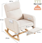 HCHAIRH Rocking Chair Nursery, Nursing Rocking Chairs with Foot Rest for Mom Nursery, Glider Rocker Chair with Footrest and High Backrest for Living Room, Bedroom, Beige