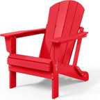 WestinTrends Malibu 2 Piece Set Outdoor Folding Poly Adirondack Chair, Red