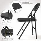 IDEALHOUSE 8 Pack All-Steel Folding Chairs Set of 8, Heavy Duty Metal Foldable Dining Chair with Backrest, Hold Up to 350 LBS, Black Portable Fold Chair for Home, Office, Indoor & Outdoor Events