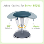 Wobble Stool for Kids Ages 7–12; Adjustable Height Wobble Stool; Classroom Seating with Soft, Easy-to-Clean New Fabric Cushion; Flexible Wiggle Chair for Focus & ADHD + Bonus Visual Timer (Lake Teal)