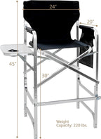 Trademark Innovations Director's Chair, Aluminum, Black