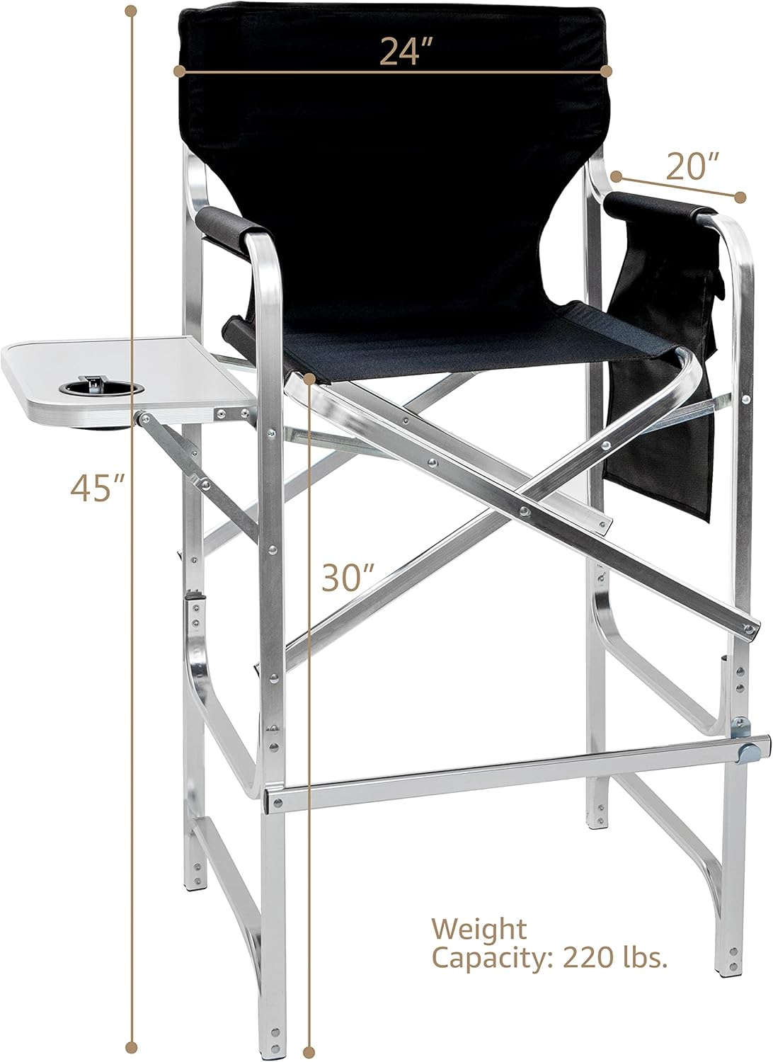 Trademark Innovations Director's Chair, Aluminum, Black