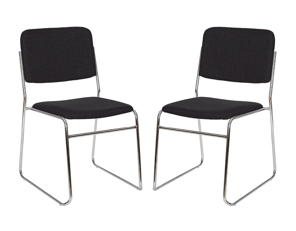 OEF Furnishings OEF8660/2 Commercial-Grade Fabric Padded Stack Chair (Black, 2-Pack)
