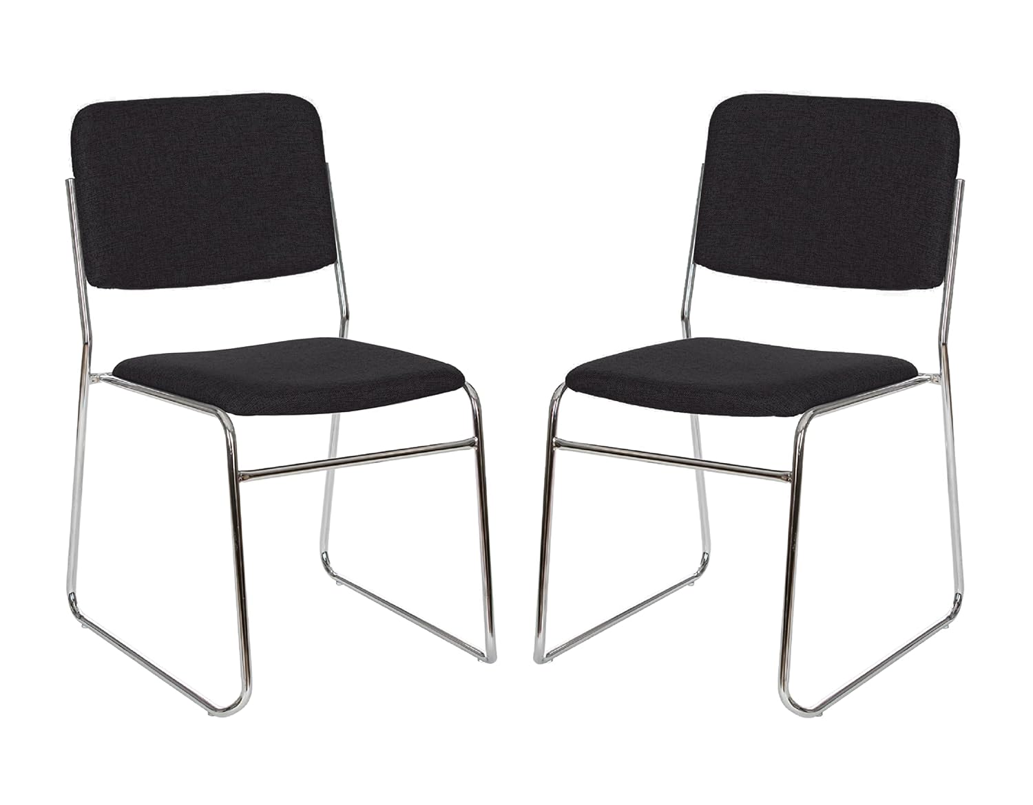 OEF Furnishings OEF8660/2 Commercial-Grade Fabric Padded Stack Chair (Black, 2-Pack)