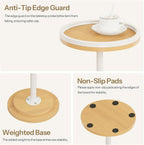 HOOBRO Small Round Side Table, Drink Table, Coffee Martini Table with Pedestal Accent for Small Spaces in Living Room, Bedroom, Sofa Couch, Natural and White WN168BZ01