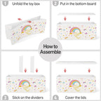 Extra Large Collapsible Toy Box with Lids, Sturdy Storage Organizer, 38"x16"x13" Toy Chest for Playroom, Nursery, Bedroom, Living Room (Rainbow and Stars)