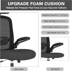 Mimoglad Office Chair, High Back Ergonomic Desk Chair with Adjustable Lumbar Support and Headrest, with flip-up Armrests for Guitar Playing, 5 Years Warranty (Modern, Black(Black Frame))