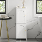Hzuaneri Bathroom Storage Cabinet, Small Corner Floor Cabinet with 2 Doors and Adjustable Shelf, Narrow Toilet Paper Cabinets, Bathroom Organizer for Small Spaces, 7.9" D x 9.8" W x 29.5" H White