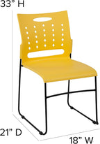 EMMA + OLIVER 881 lb. Capacity Yellow Sled Base Stack Chair with Air-Vent Back
