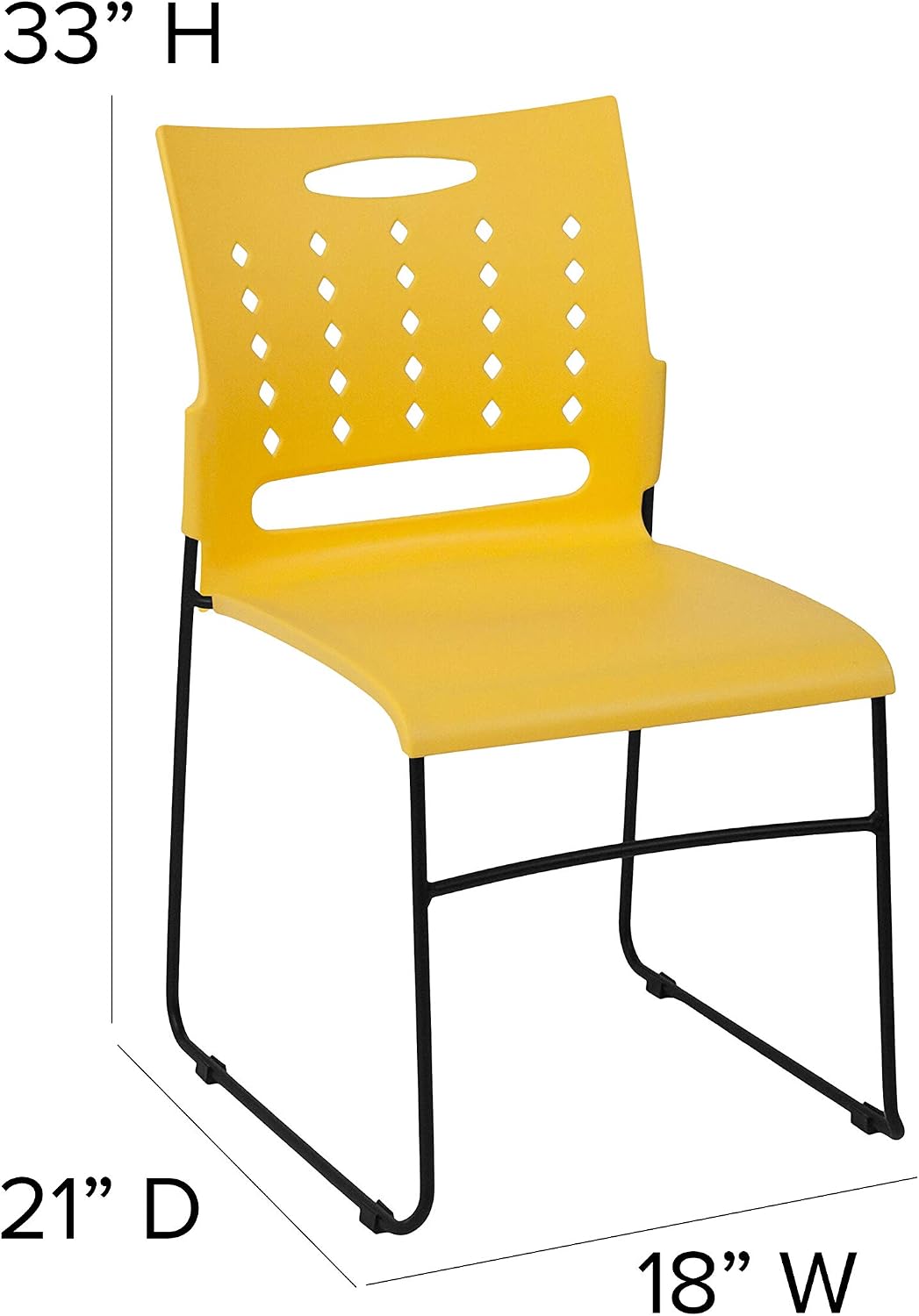 EMMA + OLIVER 881 lb. Capacity Yellow Sled Base Stack Chair with Air-Vent Back