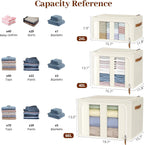 Clothes Storage Bins with Metal Frame, 4-Pack foldable storage bins with Lid, Closet Organizer for Sweaters, Blankets, and Winter Clothes,40L