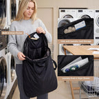 Travel Laundry Bag, Foldable Dirty Clothes Bag with Dual Zipper Opening, 40L Reusable Waterproof Laundry Bag, Large Capacity Travel Bag for Wet or Dirty Clothes for Travel, Camping & Storage (Black)