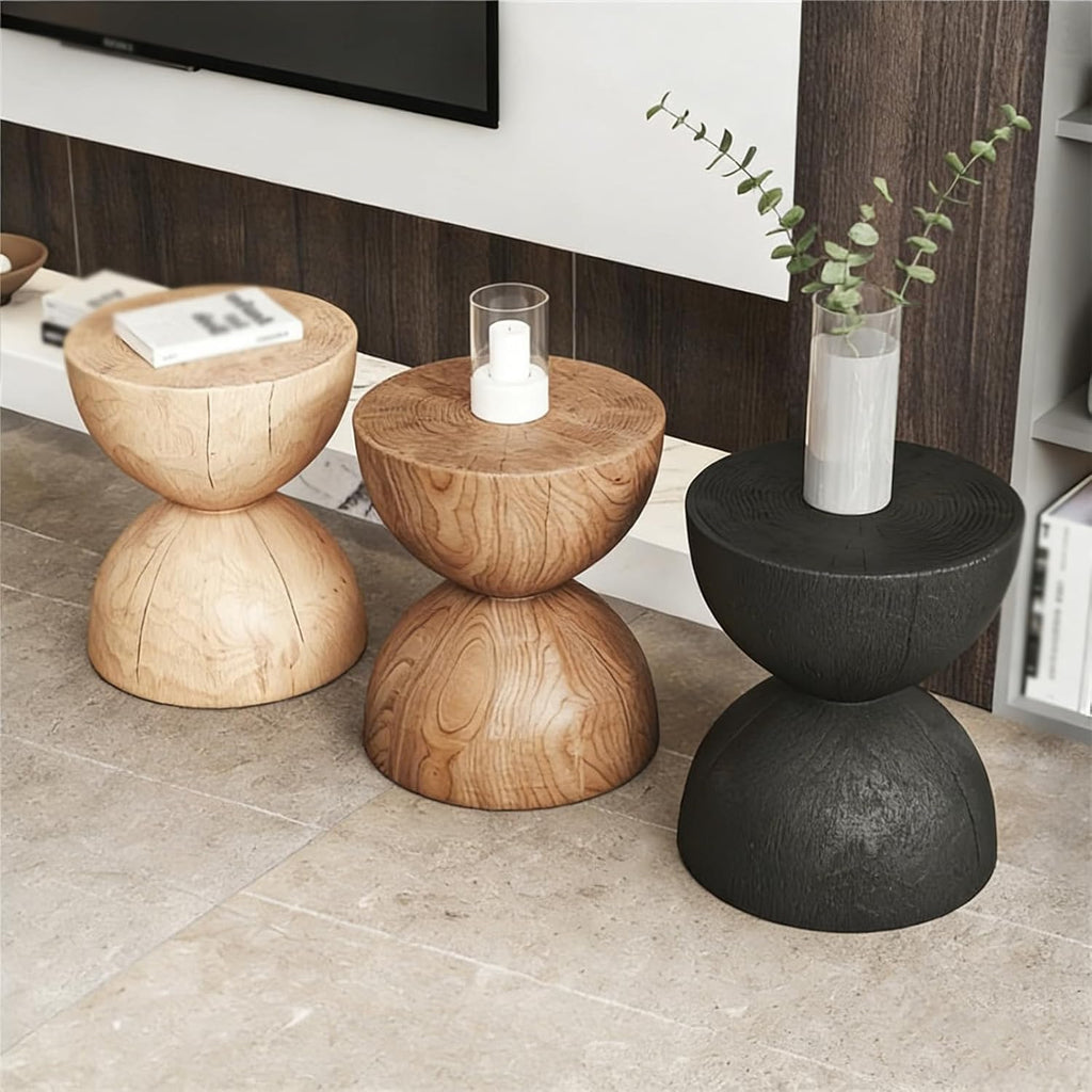 Solid Wood Small Side Table, Accent Table Freeform Natural Plant Stand Coffee Table Pedestal Display Stand Accent Stool for Living Room Bedroom Entryway Office Home Decor,A
