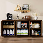 67" Fluted Buffet Sideboard Cabinet with Storages, Modern Accent Cabinet with 6 Doors,Large Storage Cabinet for Kitchen, Living Room,Entryway(Walnut)