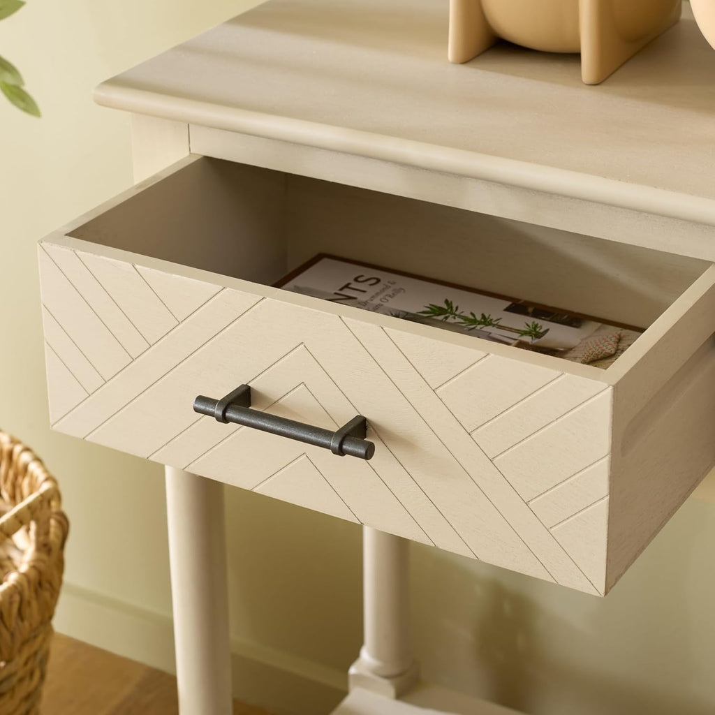 SAFAVIEH Home Collection - Peyton Sand Console Table with 3 Drawers and 1 Shelf, Farmhouse Accent Entryway Table (CNS5705F)